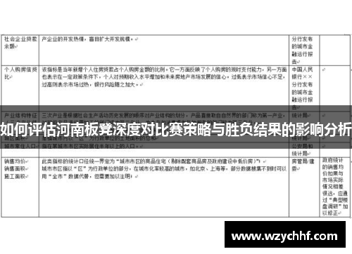 如何评估河南板凳深度对比赛策略与胜负结果的影响分析
